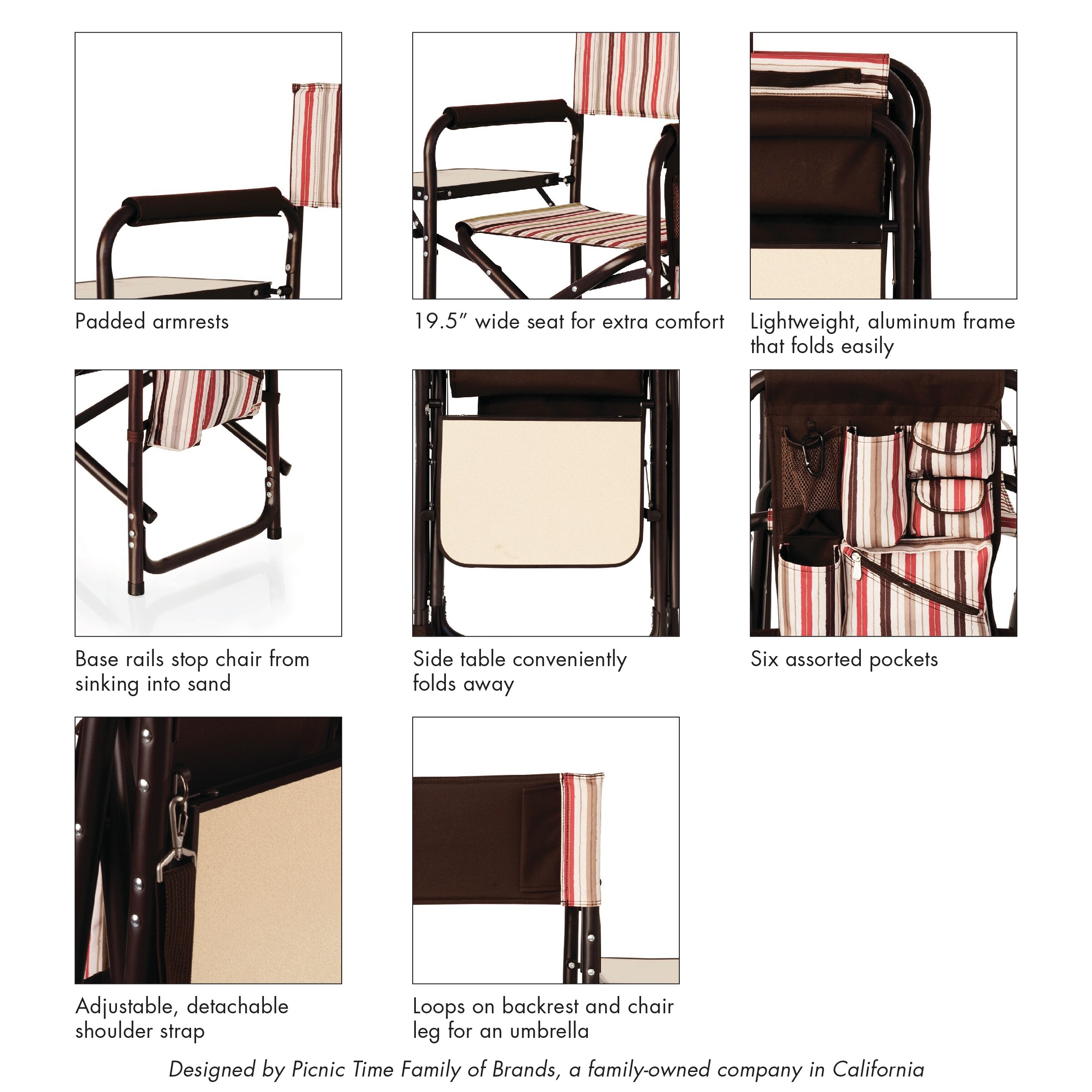 Shop Picnic Time Folding Sports Chair With Side Table Overstock 4870027