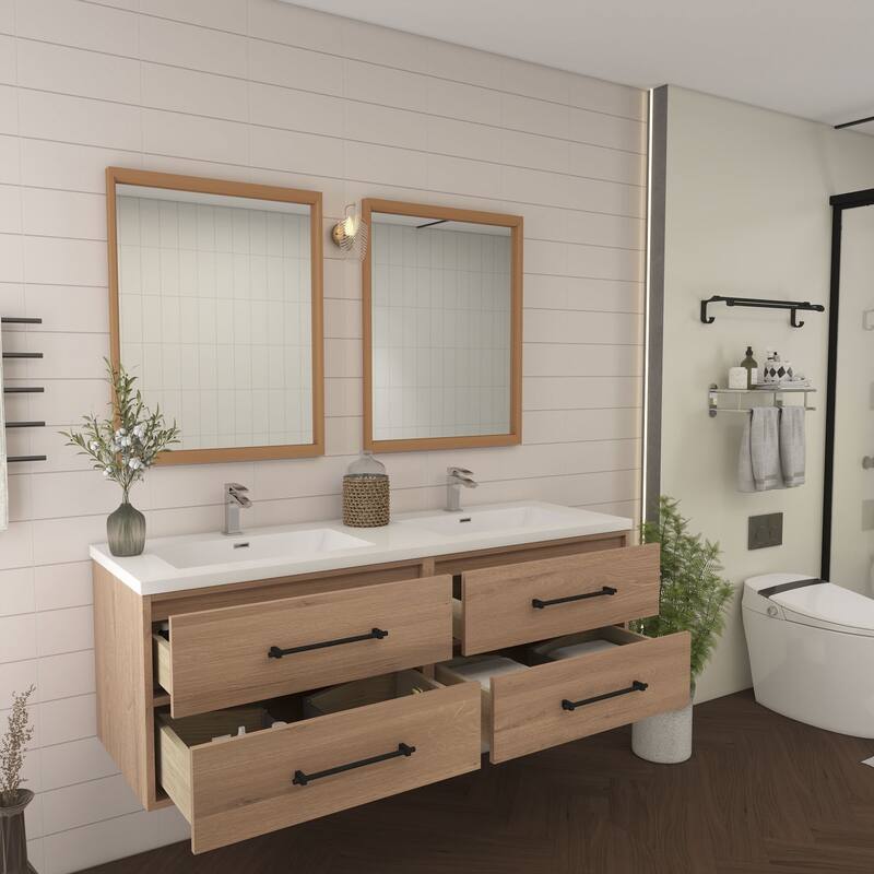 Victoria 60'' Floating Vanity with Double Reinforced Acrylic Sink - 59.5