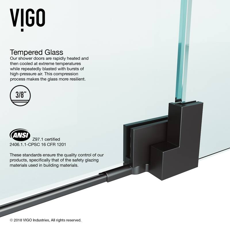 VIGO Pirouette Frameless Pivot Shower Door