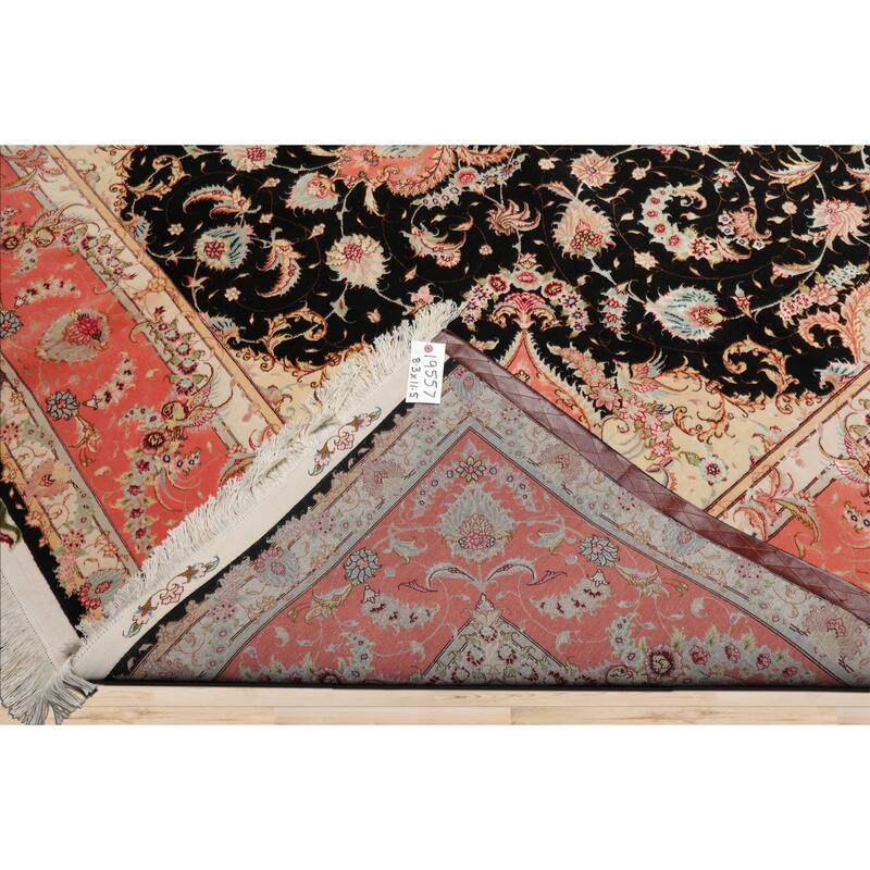 8'3''x11'5'' Hand Knotted Wool Black Traditional 500 KPSI Masterweaver Signed Avian Rug - 8' 3'' x 11' 5''