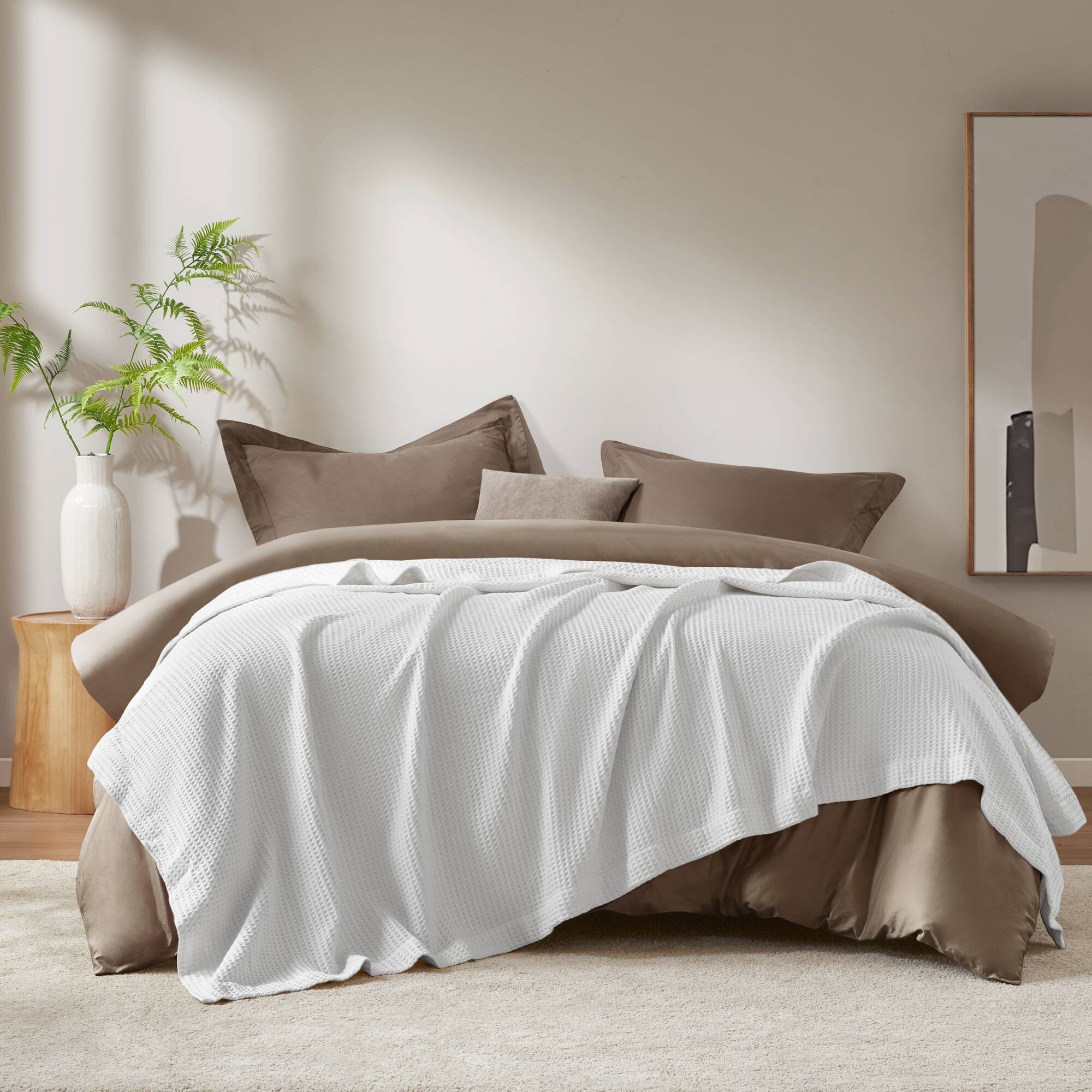 Madison Park Waffle Weave 100% Cotton Breathable Lightweight Blanket