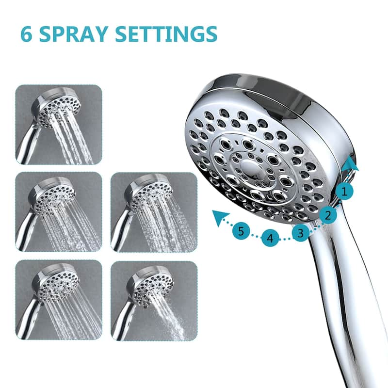 High Pressure Handheld Shower Head 5 Mode Settings Showerhead 3.5" Showerhead Set with 59 Inch Hose and Adjustable Bracket