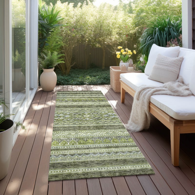 Machine Washable Indoor/ Outdoor Chantille Tribal Boho Rug