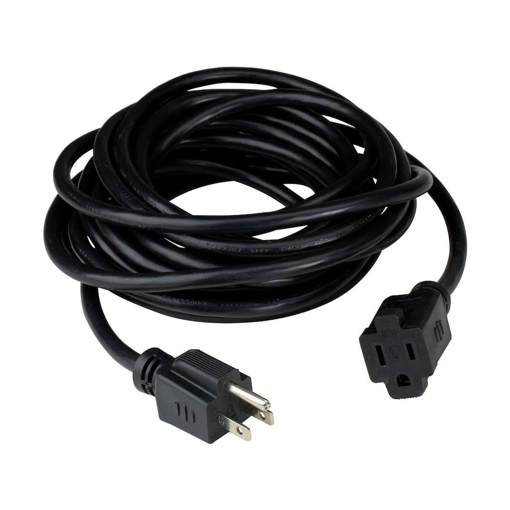 20' Black 3-Prong Outdoor Extension Power Cord