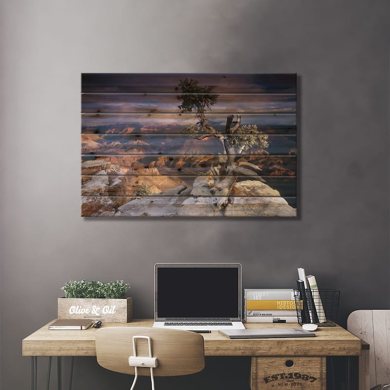 Grand Canyon With A Dusting Of Snow Seen From Yaki Point, Grand Canyon National Park, Arizona Print On Wood by Tim Fitzharris
