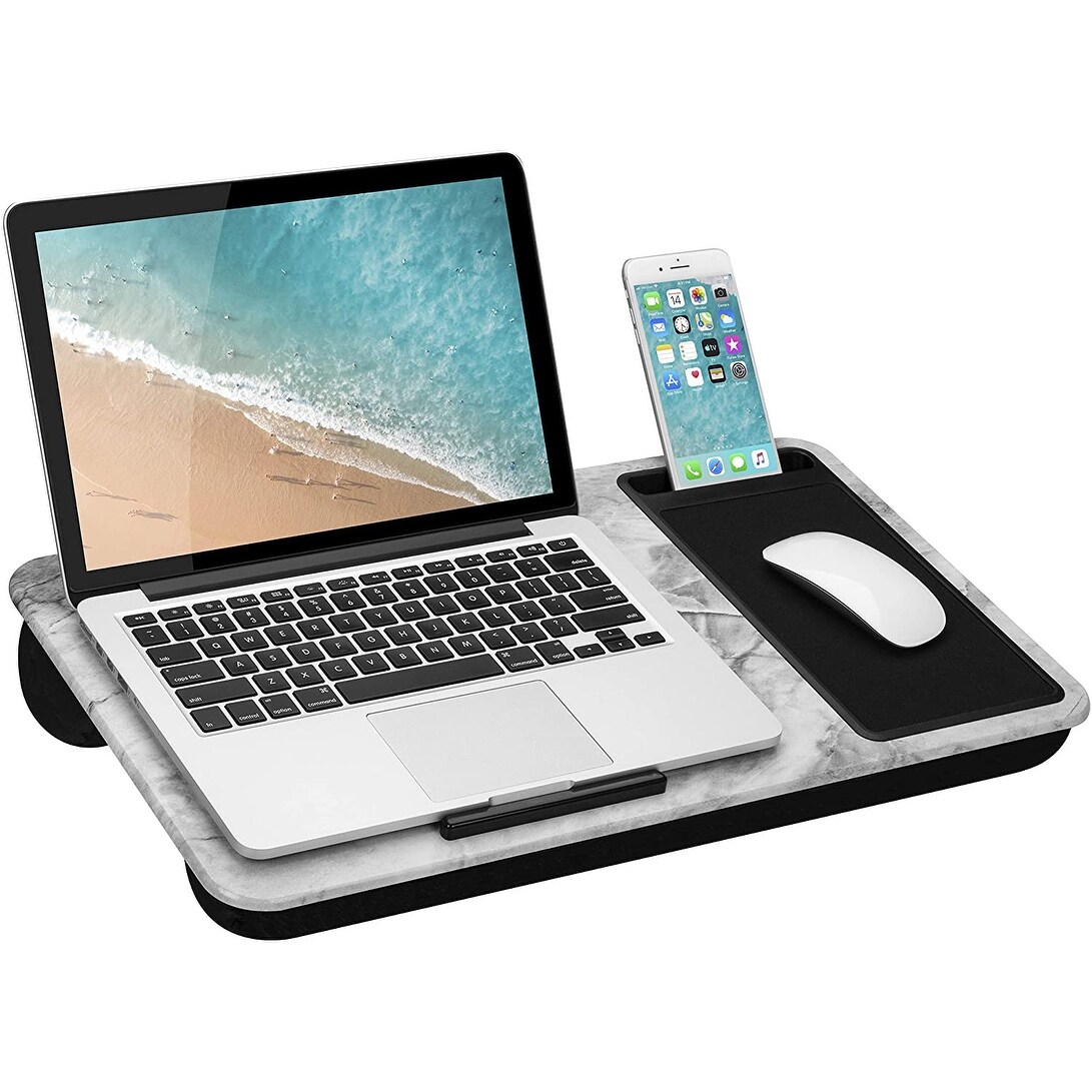 LapGear Home Office Lap Desk with Device Ledge, Mouse Pad Black Carbon