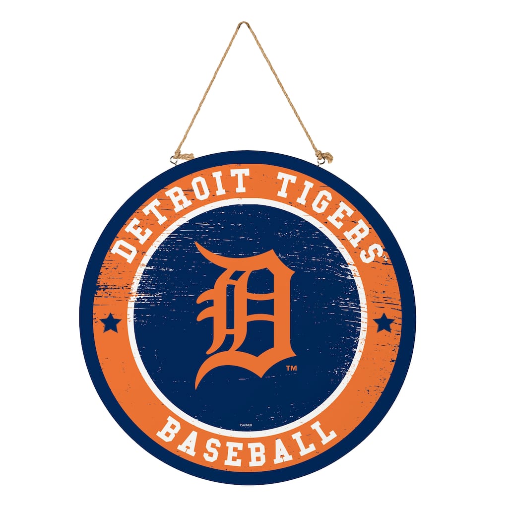 Detroit Tigers Wooden Door Decor Wall Sign - Multi-Color