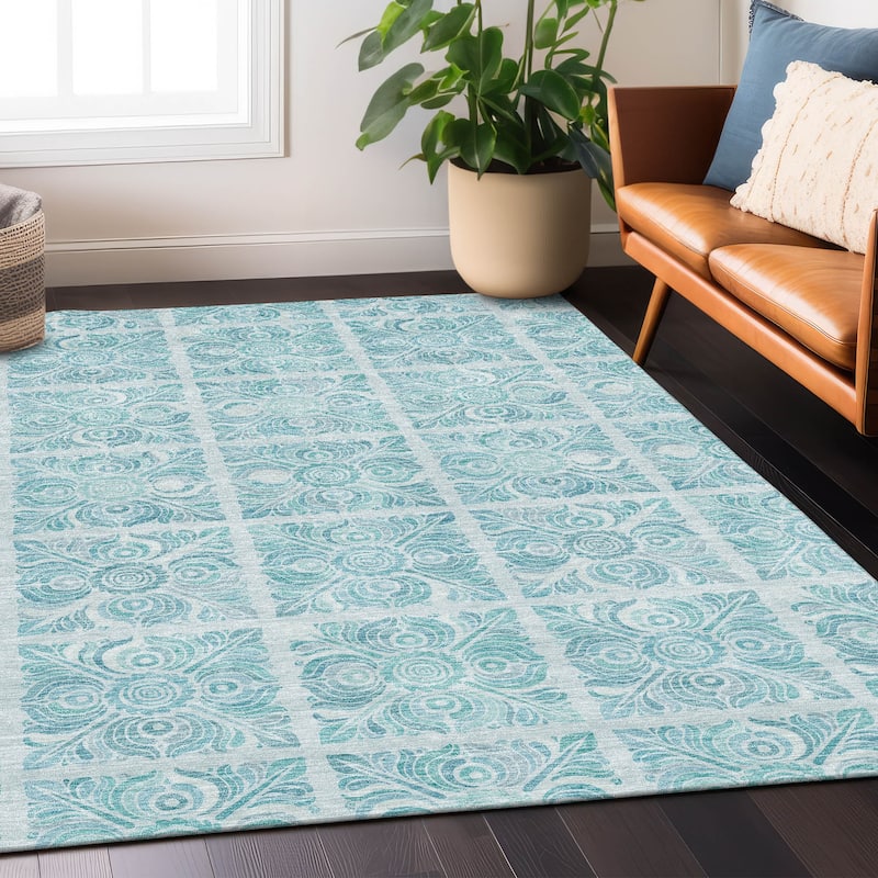Machine Washable Indoor/ Outdoor Chantille Mosaic Rug