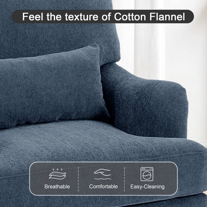 Chenille Accent Chair with Lumbar Pillow Nailhead Living Room