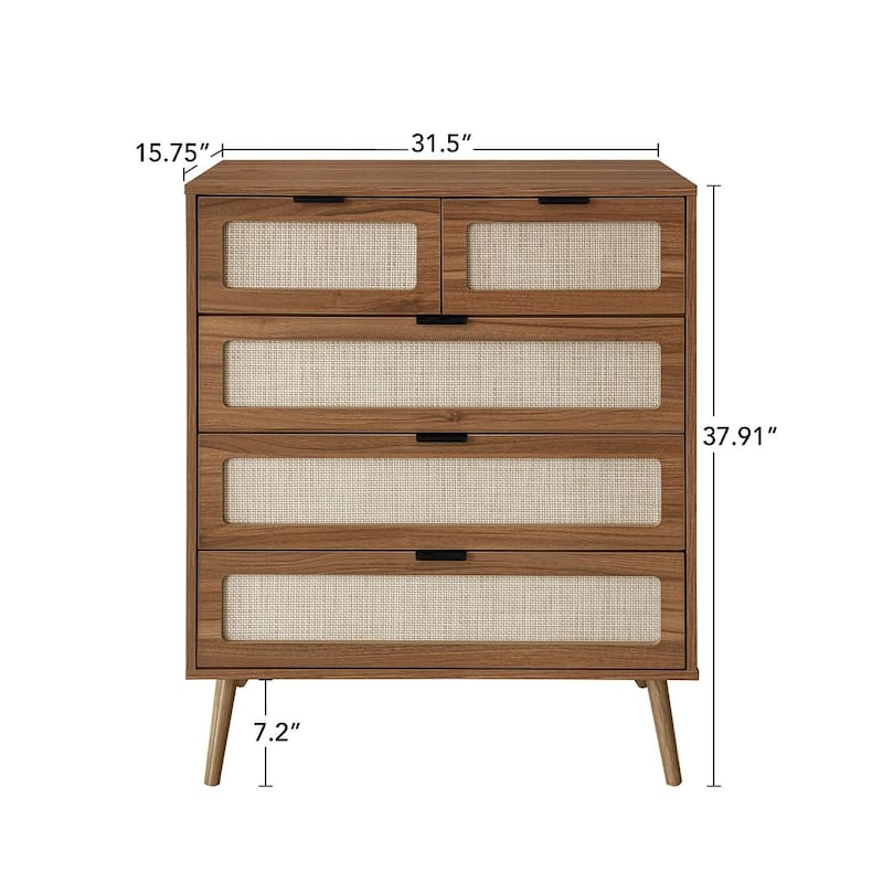 Freestanding Accent Cabinet, Bedroom Storage Cabinet with 5 Drawers