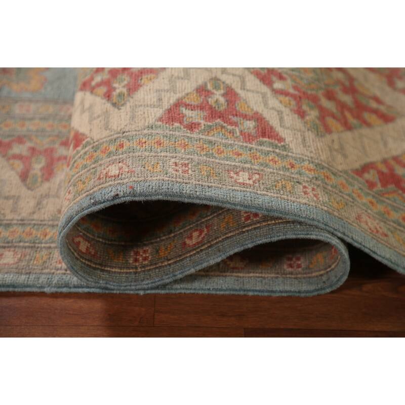 Light Blue Kazak Oriental Area Rug Handmade Wool Carpet - 6'0" x 8'9"