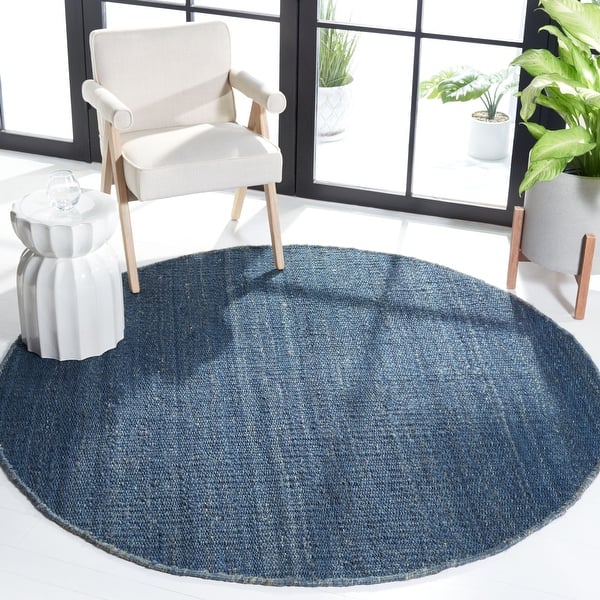 slide 72 of 88, SAFAVIEH Handmade Natural Fiber Leteke Jute Fringe Rug 10' x 10' Round - Navy