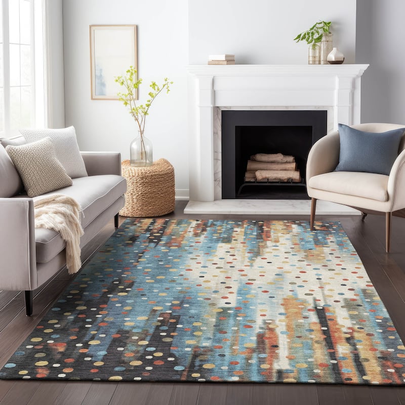 Machine Washable Indoor/Outdoor Modern Confetti Chantille Rug