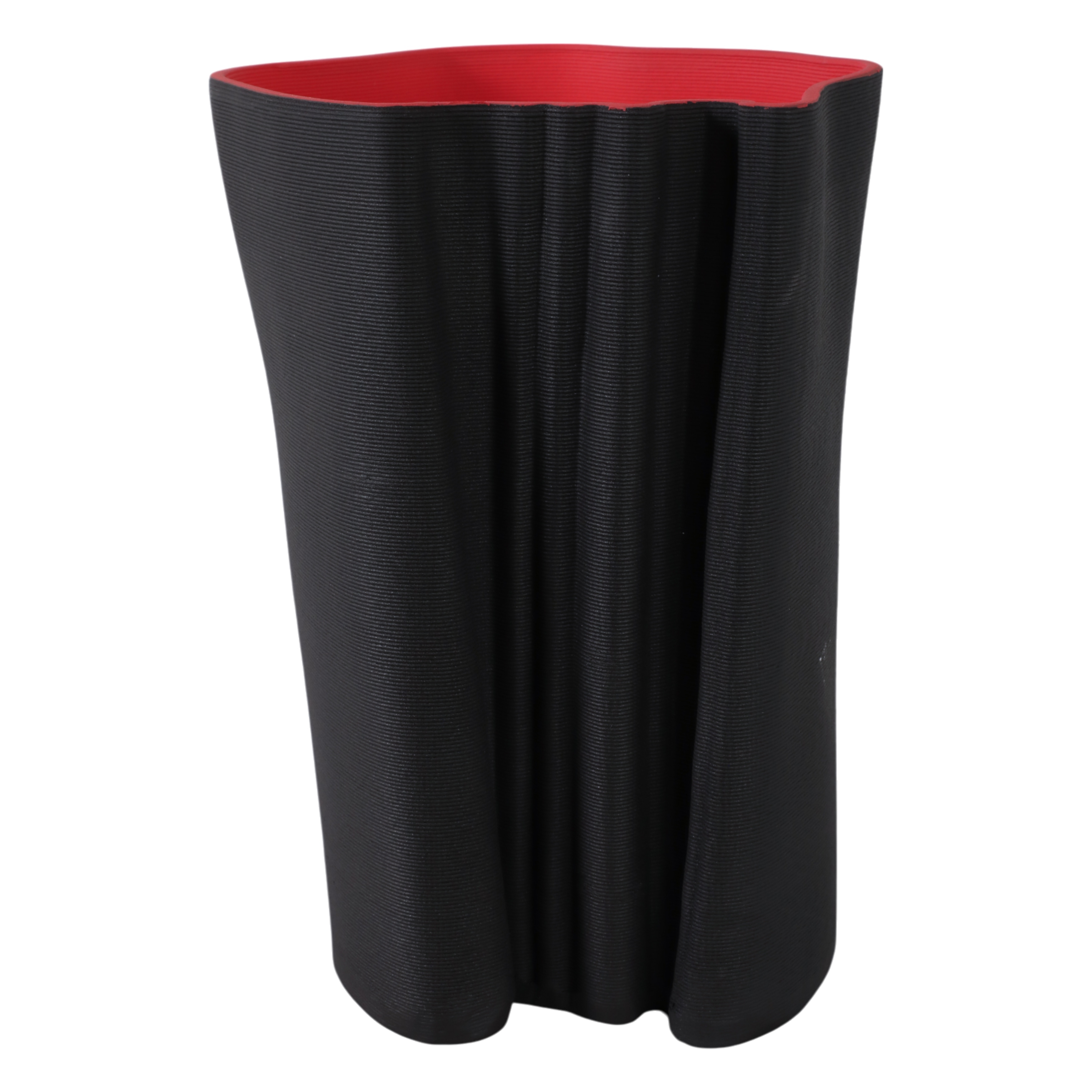 Contemporary Sculptural Porcelain Vase with Textured Ribbed Design