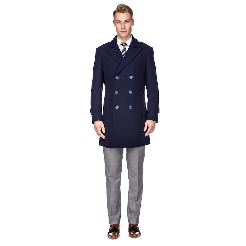 Men's Double Breasted Wool Blend Coats