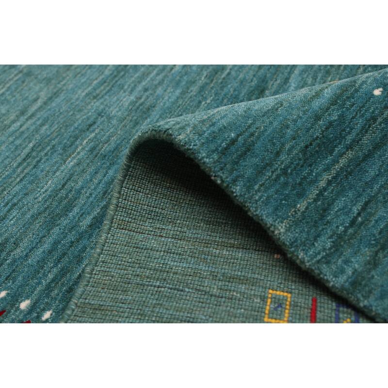 ECARPETGALLERY Hand Loomed Kashkuli Gabbeh Turquoise Wool Rug - 4'11 x 7'11