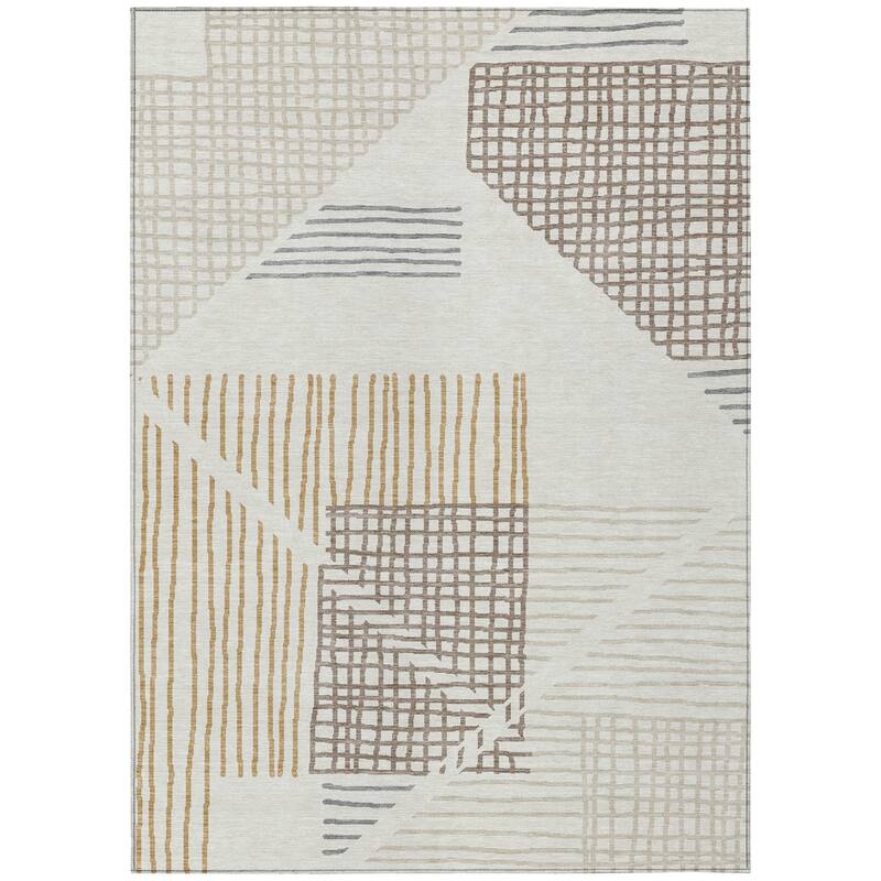 Machine Washable Indoor/ Outdoor Casual Contemporary Chantille Rug