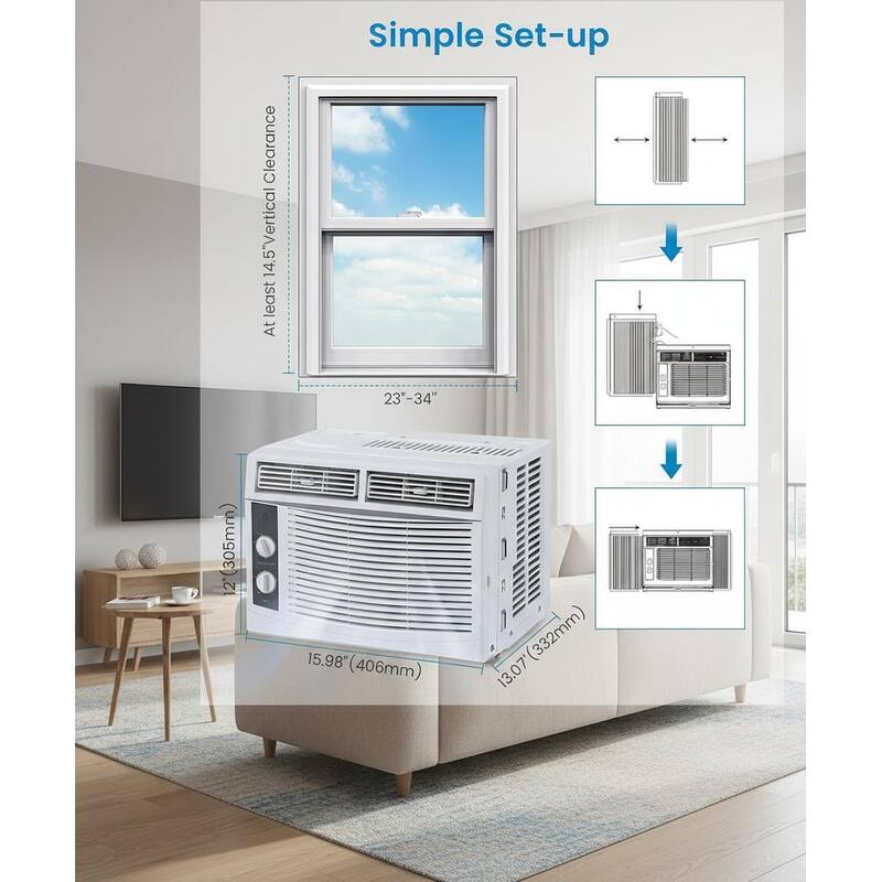5000 BTU Window Air Conditioner, Fast Cooling to 150 Sq.Ft.