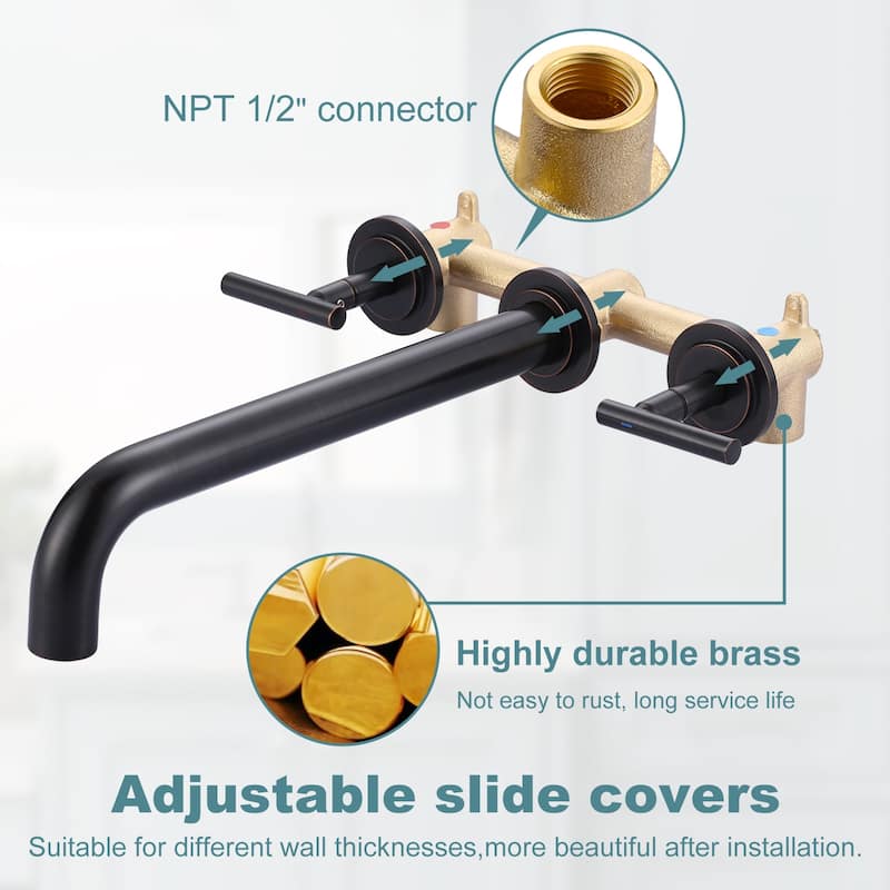 WOWOW Minimalist 12-inch Dual-Handle Bathtub Filler Faucet