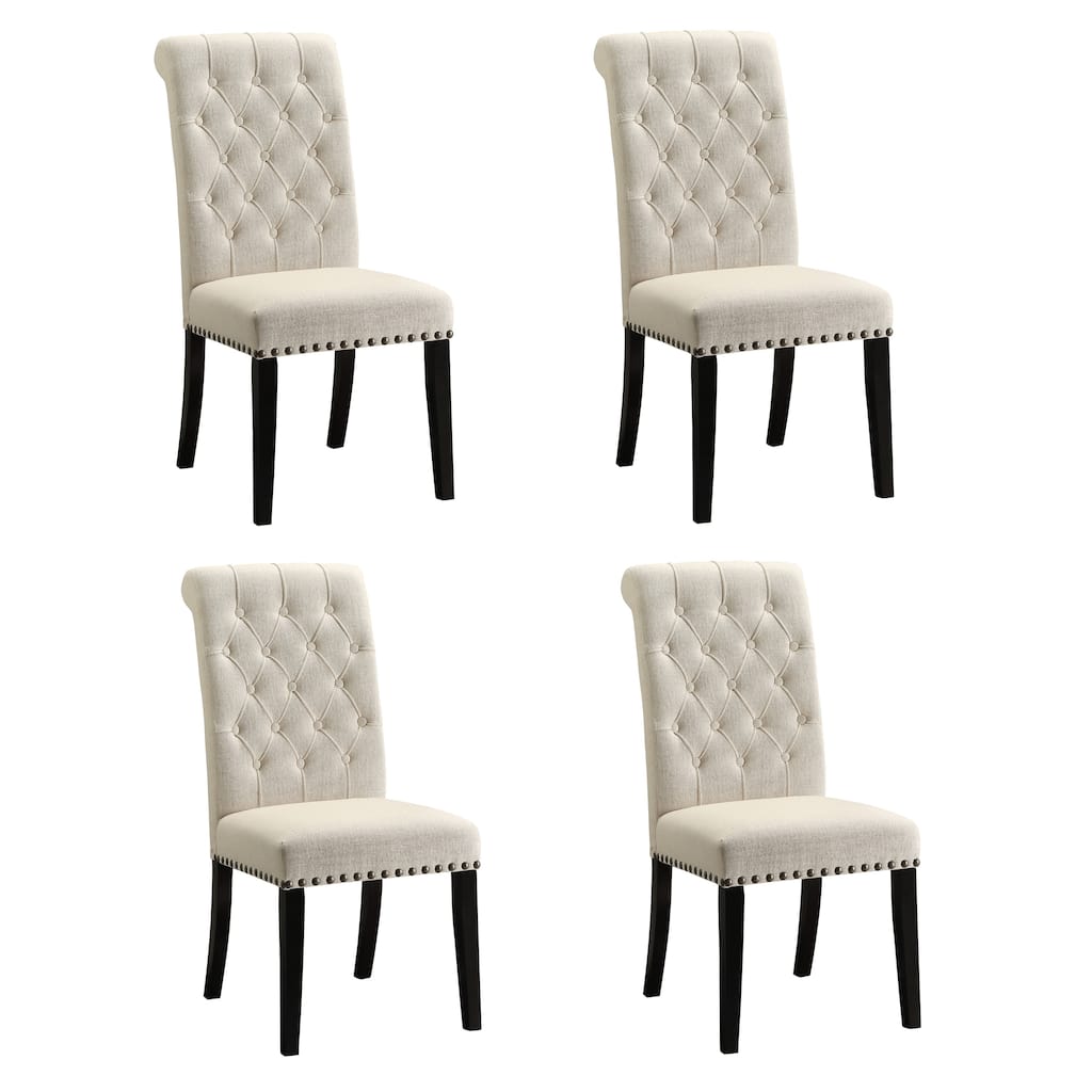 Letnitsa Beige and Rustic Espresso Tufted Dining Chairs (Set of 4)
