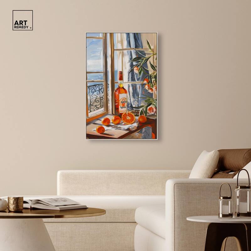 Orange Aperol by the Sea Canvas by Art Remedy