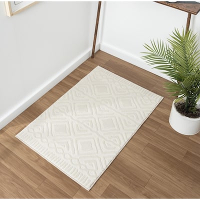 Luxe Weavers Oriental Cream Area Rug, Stain-Resistant Carpet