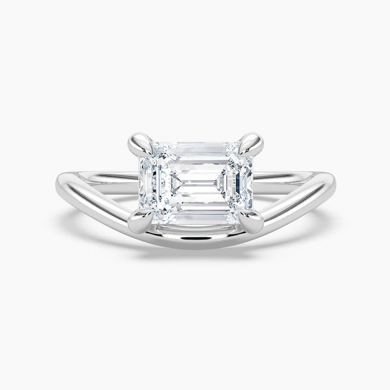 Auriya 14K Gold Lab Grown Diamond Emerald Cut Curved Solitaire Engagement Ring 1.00 - 5.00ct. tw. (F-G, VS) - 1.00 carats - 7.5 - White