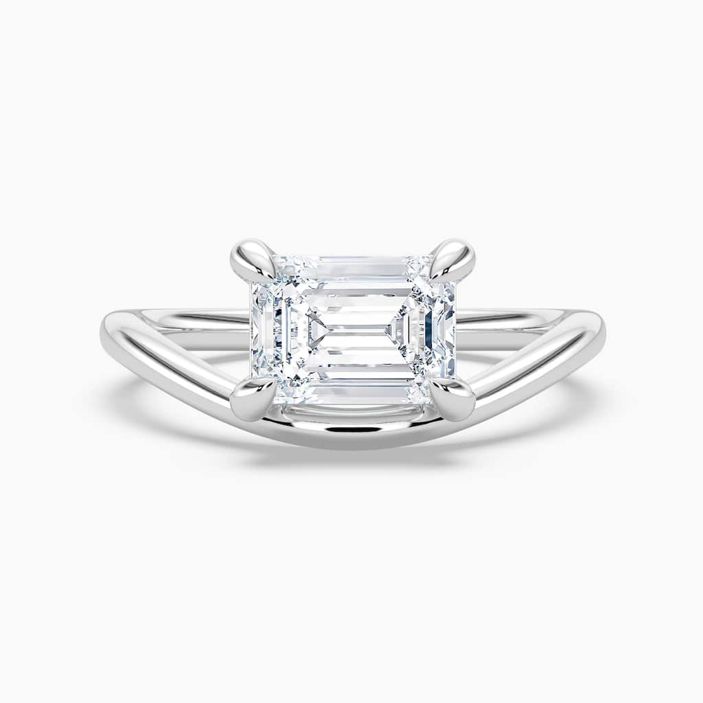 Auriya 14K Gold Lab Grown Diamond Emerald Cut Curved Solitaire Engagement Ring 1.00 - 5.00ct. tw. (F-G, VS)