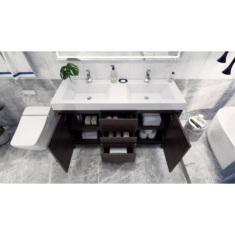 Dove 60'' Freestanding Vanity with Double Reinforced Acrylic Sink