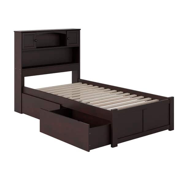 slide 2 of 9, Newport Twin XL Platform Bed with Footboard and 2 Drawers in Espresso Espresso - Twin XL