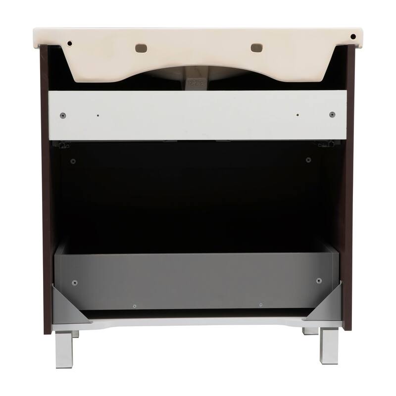 Modern Free standing Bathroom Vanity with Washbasin Elit Brown Matte Non-Toxic MDF-24"-Omega 32"