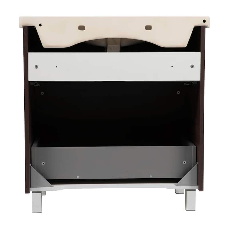 Modern Free standing Bathroom Vanity with Washbasin Elit Brown Matte Non-Toxic MDF-24"-Omega R-line 24"