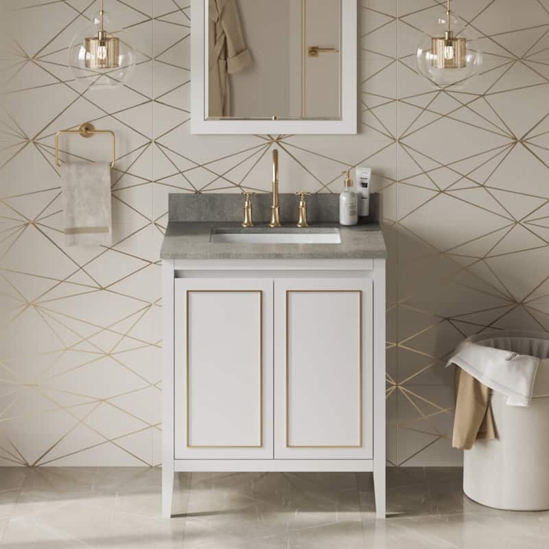 Jeffrey Alexander VKITPER30R-MARBLE Percival II 30" Free Standing - White / Steel Grey - Painted