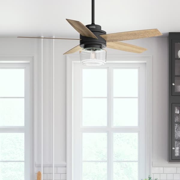 slide 2 of 17, Hunter Margo Ceiling Fan w/ LED Light Kit, Handheld Remote - Transitional, Bohemian 52" - Matte Black