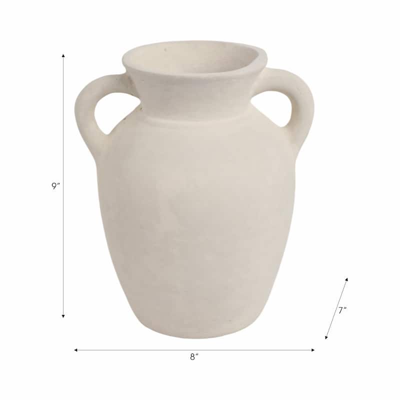 Handcrafted Terracotta Pottery Vase with Amphora Shape and Handles