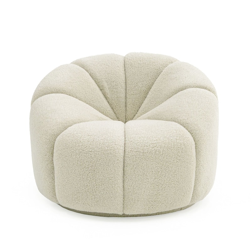 Divani Casa Gadson Contemporary White Sherpa Swivel Chair Accent Chair