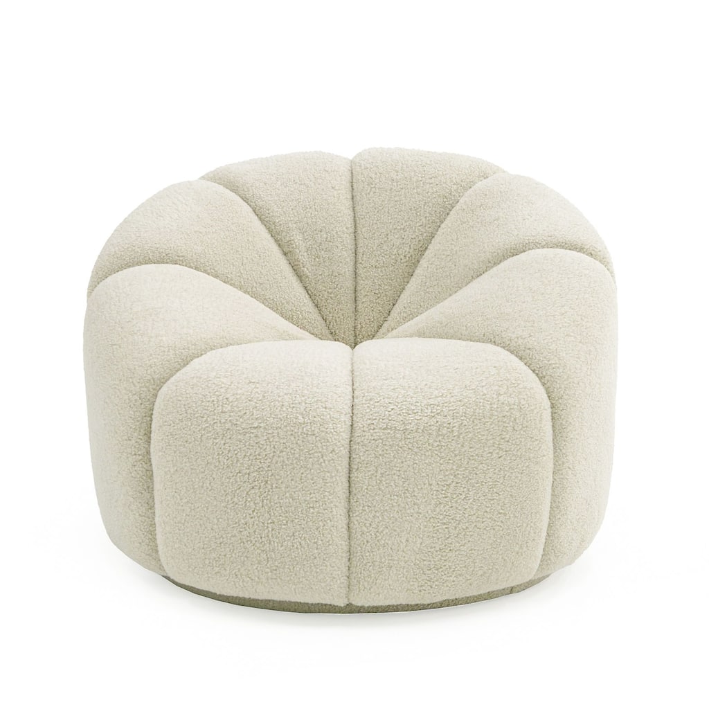 Divani Casa Gadson Contemporary White Sherpa Swivel Chair Accent Chair