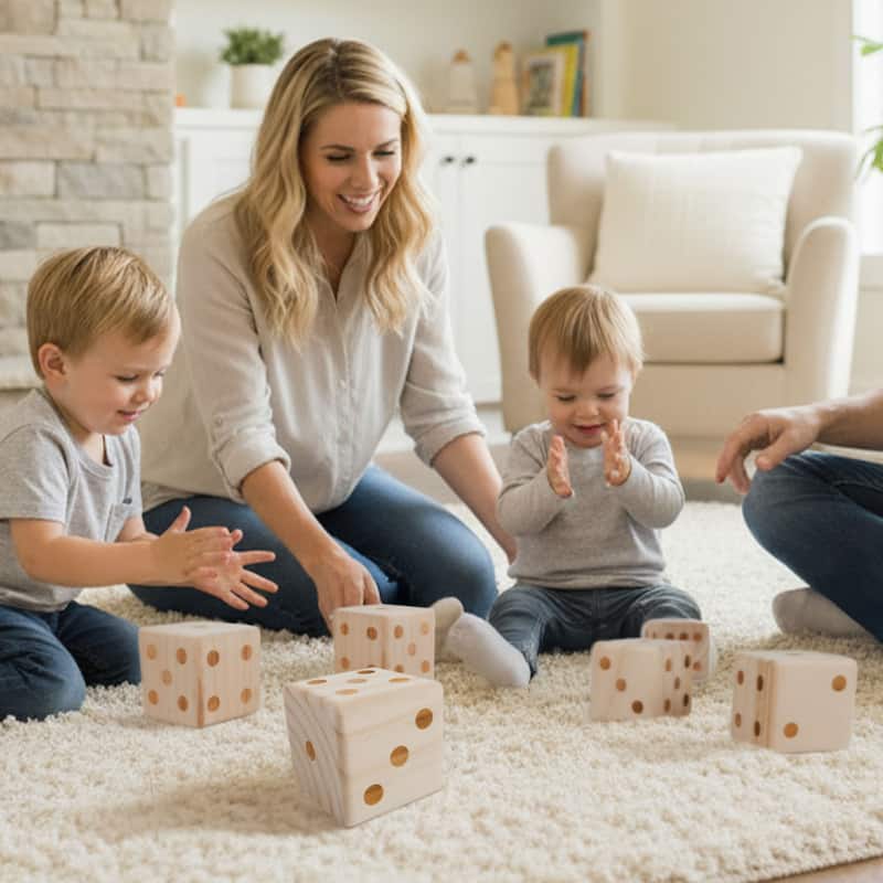 Hey! Play! Giant Wooden Yard Dice Outdoor Lawn Game - Natural Wood - 3.5" Cube