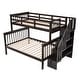 preview thumbnail 3 of 12, Muti-functional Twin-Over-Full Bunk Bed Wooden Kids Bed with Ladder,Storage and Guardrail for Bedroom