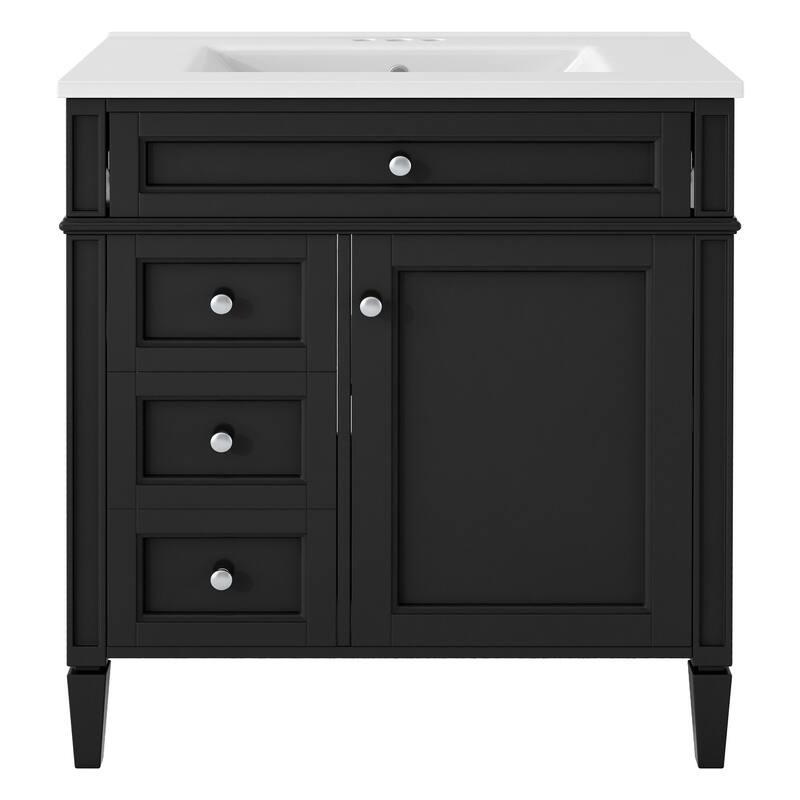 30-Inch Modern Bathroom Vanity with Ceramic Sink, 3 Drawers, Storage Cabinet, and Soft-Close Doors