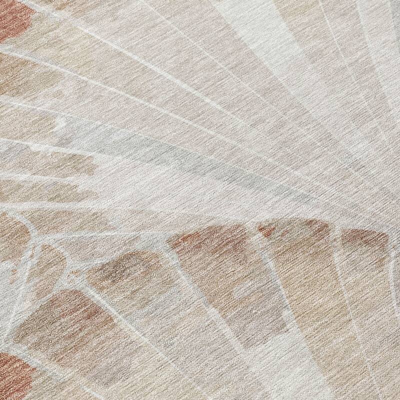 Machine Washable Indoor/ Outdoor Modern Fan Chantille Rug