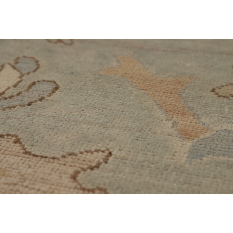 Vegetable Dye Blue Oushak Turkish Area Rug Handmade Wool Carpet - 7'10"x 9'11"