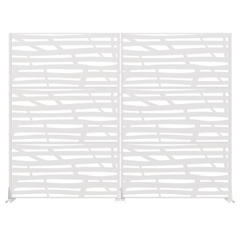 Metal Privacy Screen Fence Panel with Stylish Pattern Set of 2