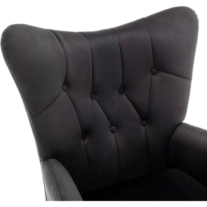 Modern Chic Mid-Century Velvet Accent Armchair Button-Tufted Wingback Design with Gold Flared Legs