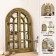 preview thumbnail 7 of 22, Vintage Wood Windowpane Arched Wall Mirror