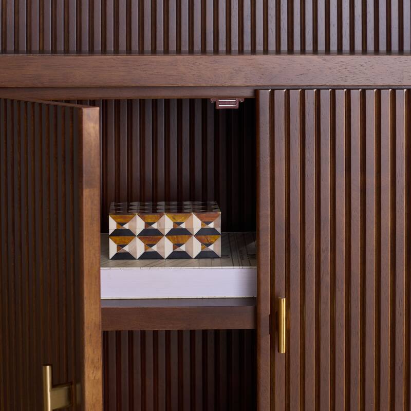 SAFAVIEH Couture Elladora Ribbed Front Wood Bookcase - 34"W x 15"D x 76"H