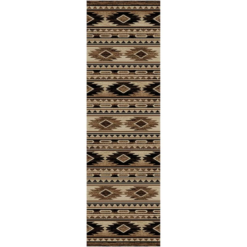 Hearthside Sterling Brown Lodge Area Rug - 2'3"x7'7"
