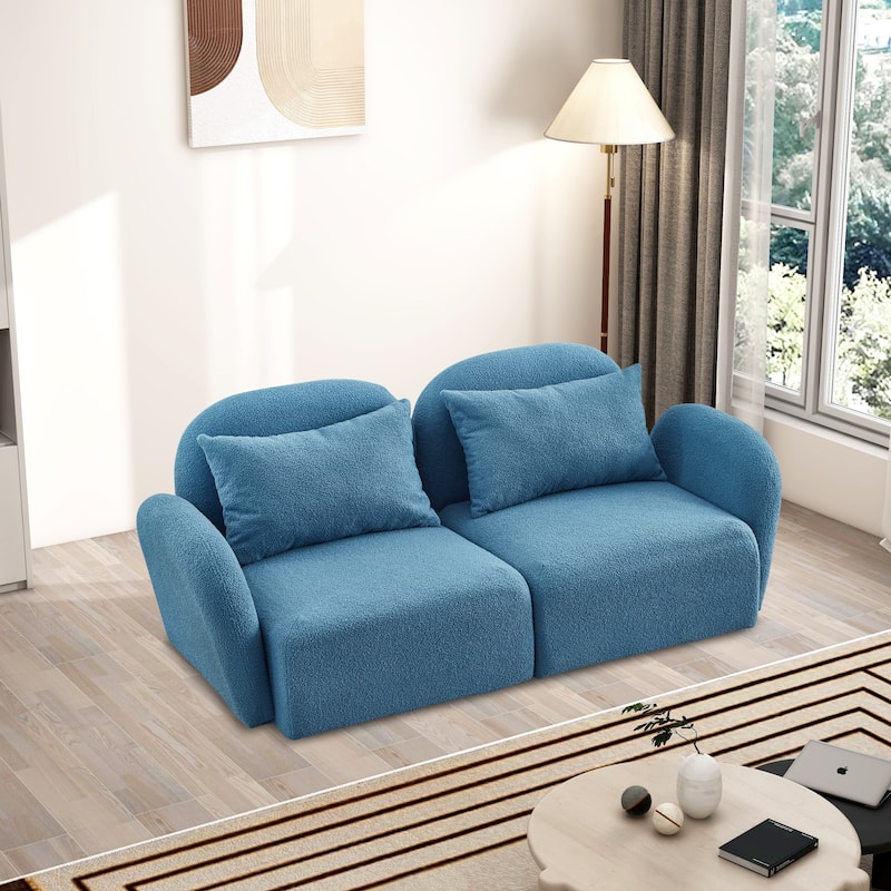 Teddy Upholstered Sofa Loveseat With Pillows