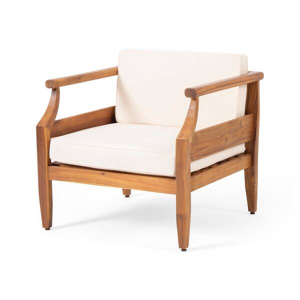 Shop Aston Outdoor Modern Acacia Cushioned Club Chairs Set Of 2 By Christopher Knight Home Overstock 30816251
