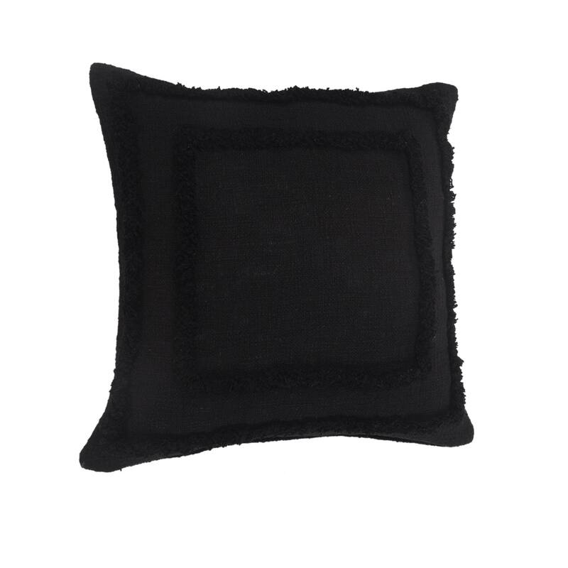 20" Black Solid Tufted Square Throw Pillow